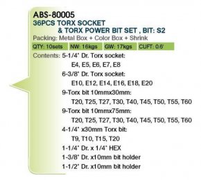 ABS-80005 36 vnt. torx rinkinys_2