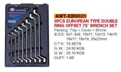 AWT-EBSK01 8 vnt. rinkinys: kilpiniai raktai lenktais galais