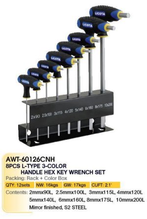AWT-60126CNH 8 vnt. šešiakampių su plastikine rankena rinkinys
